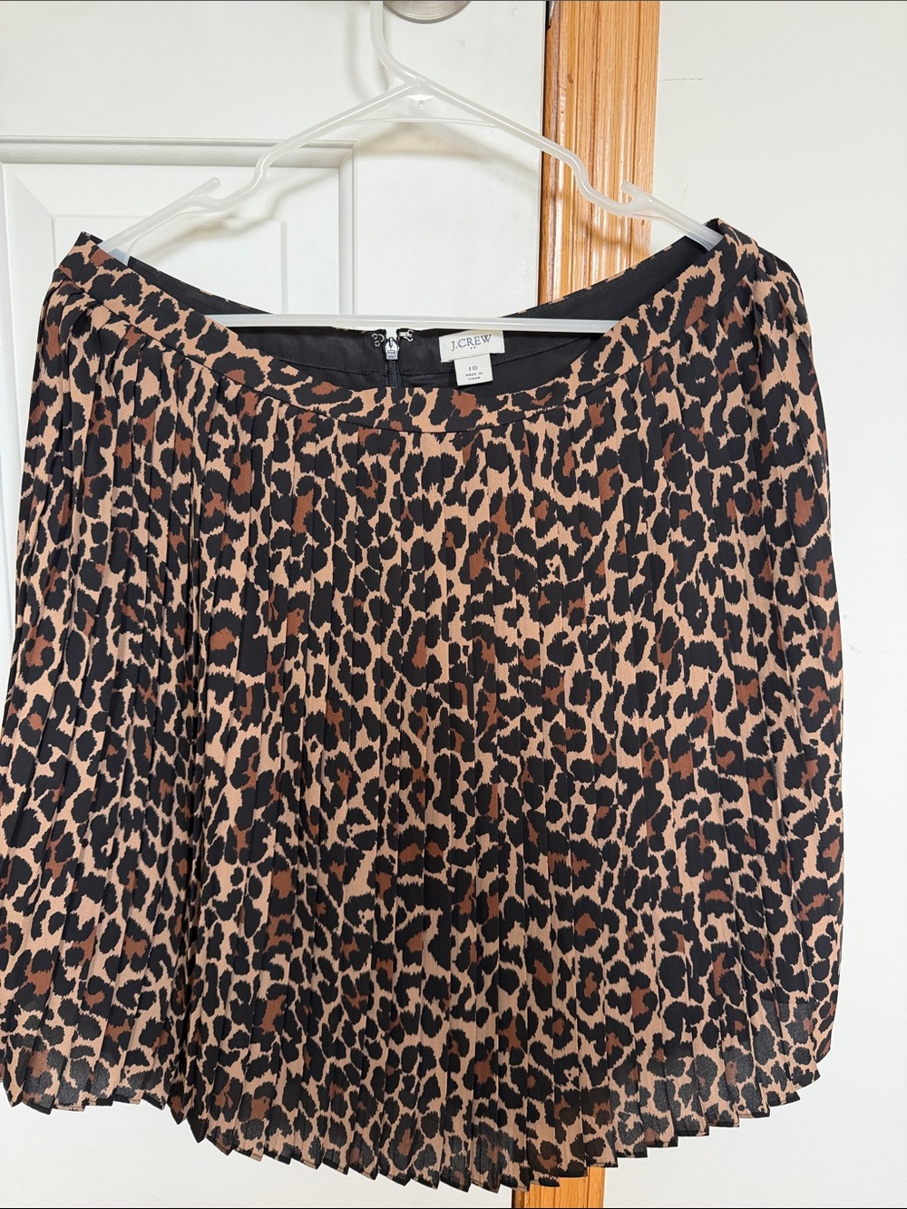 J. Crew Leopard Print Pleated Skirt in Tan and Black